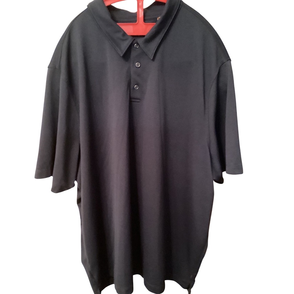 Perry Ellis Mens 4X Polo Shirt Black Short Sleeve Micro Ribbed Textured Golf Top